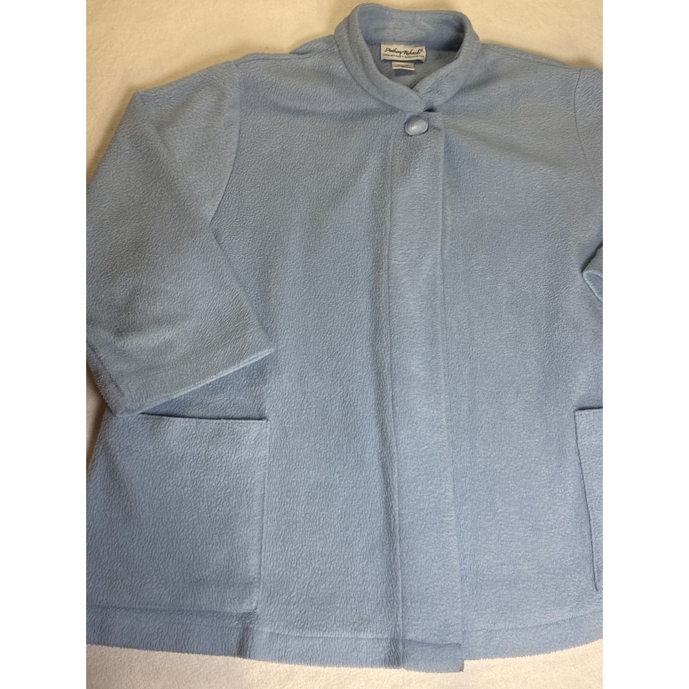 Anthony Richards Light Blue Fleece Button Front Cardigan 3/4 Sleeve Pockets‎
